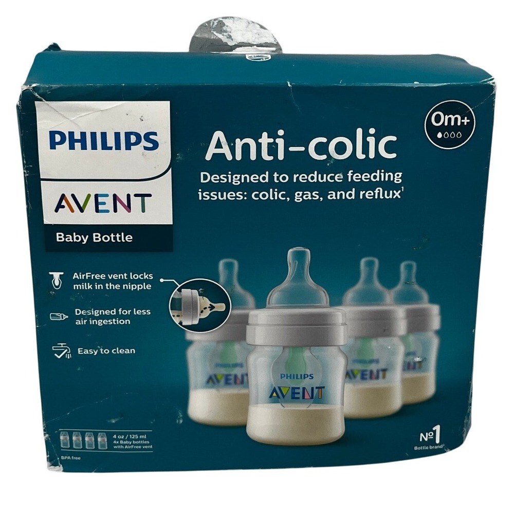 Philips Avent Anti-Colic Baby Bottles 4-Pack 4 oz Clear SCF403/44